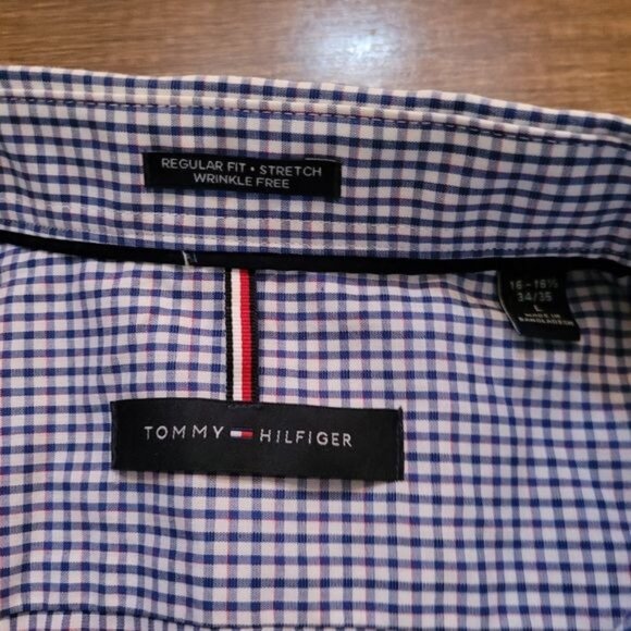 Men's Tommy Hilfiger Regular Fit Stretch Shirt Wrinkle Free Size Large 34 35 - Picture 5 of 9